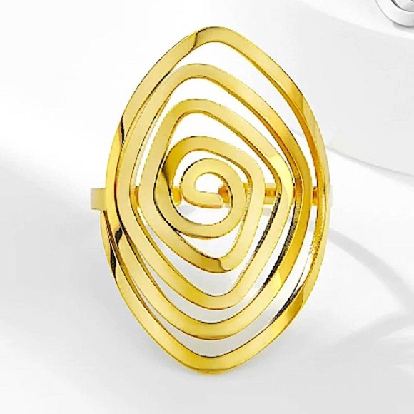 Gold Swirl Boho Statement Ring - Picture 2 of 2